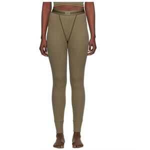 SKIMS Women's Army Green Khaki Cotton Ribbed Leggings Small